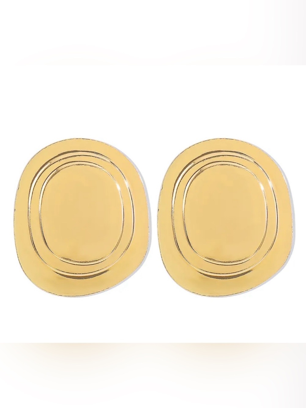Pair of Gold Irregular Oval Earrings